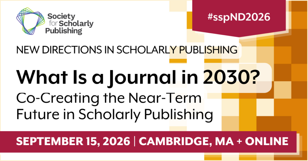 Promotional banner for the New Directions Seminar held in Boston September 2026 by the Society for Scholarly Publishing