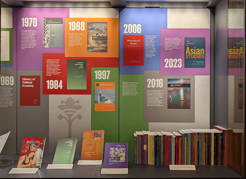 Display of publications over 100 years from Duke University Press